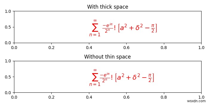matplotlib 플롯의 LaTeX 스타일 수학에서 임의의 원치 않는 공간을 제거하는 방법은 무엇입니까? 