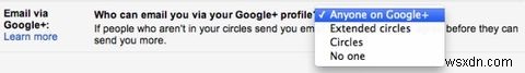 Google Apps는 Google+ 옵션을 통해 이메일을 추가합니다. 페이지 관리자는 이메일을 사용하도록 선택해야 합니다.