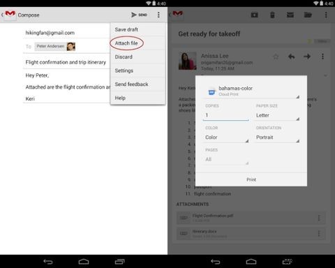 Android용 Gmail 4.7은 휴가 응답기를 추가하고 마침내 모든 파일을 다운로드하고 첨부합니다