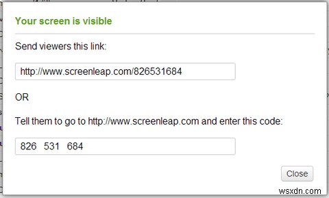 Gmail 또는 Chrome용 Screenleap을 사용하는 모든 사람과 화면 공유 