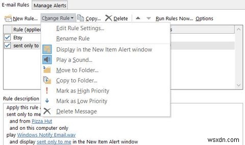 Outlook 규칙이 이메일 받은 편지함을 관리하도록 허용