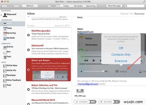 작업 지향 이메일 앱 메일 파일럿이 Mac OS X에 도입되었습니다.