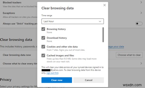 Microsoft Edge에서 캐시 및 검색 데이터를 지우는 방법 