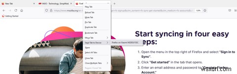 Firefox를 사용하여 기기 간에 탭을 보내는 방법