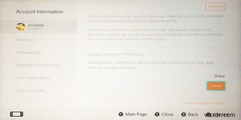 Nintendo Switch eShop 데이터 공유를 중지하는 방법