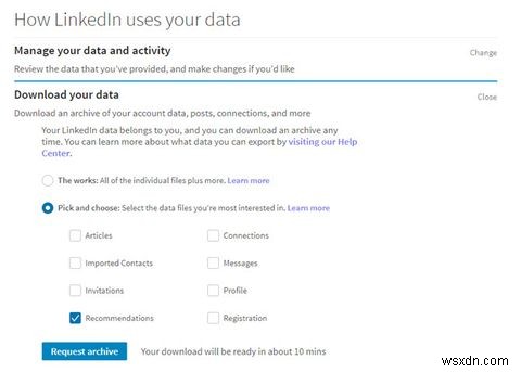 LinkedIn이 귀하에 대해 가지고 있는 모든 데이터를 다운로드하는 방법