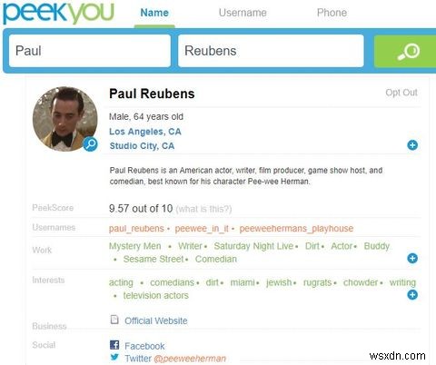 PeekYou는 개인 정보를 찾기 위한 사람 검색 엔진입니다. 