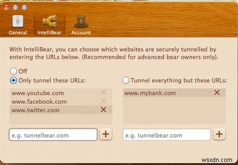 Tunnelbears Intellibear로 VPN 터널 필터링 