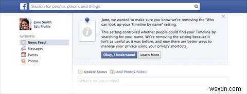 Facebook은 타임라인 검색에 대한 개인 정보 설정을 제거합니다
