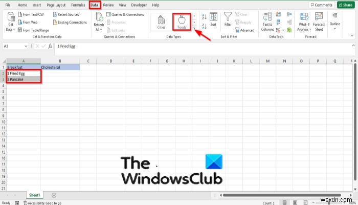 Microsoft Excel에서 식품 데이터 형식을 사용하는 방법 