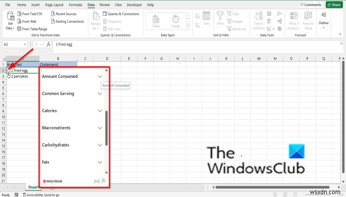 Microsoft Excel에서 식품 데이터 형식을 사용하는 방법 