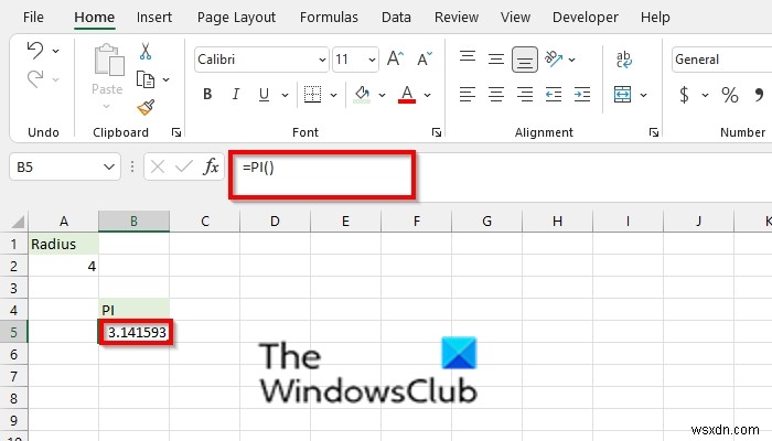 Excel에서 PI 함수를 사용하는 방법 