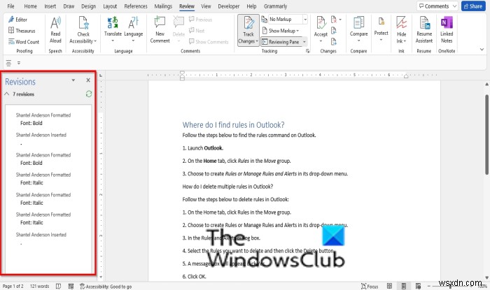 Microsoft Word에서 검토 창을 켜거나 끄는 방법 