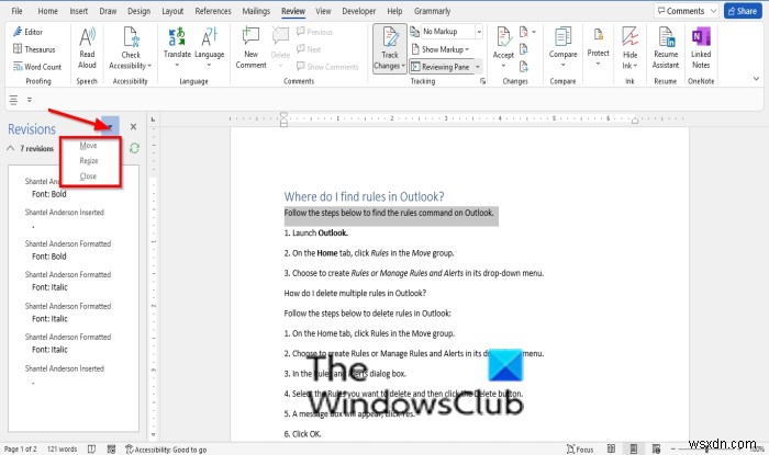 Microsoft Word에서 검토 창을 켜거나 끄는 방법 