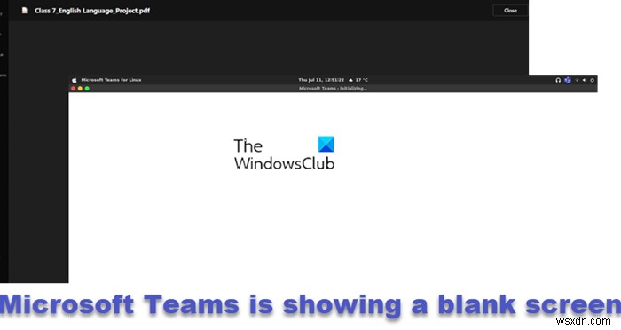 Microsoft Teams에 빈 흰색 또는 검은색 화면이 표시됨 