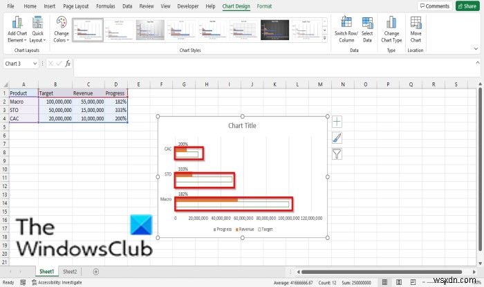 Excel에서 막대 또는 원 진행률 차트를 만드는 방법 