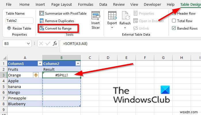 Excel에서 SPILL 오류를 수정하는 방법