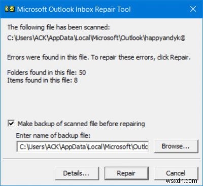 오류 0x80070057 Outlook 오프라인 주소록이 다운로드되지 않습니다. 