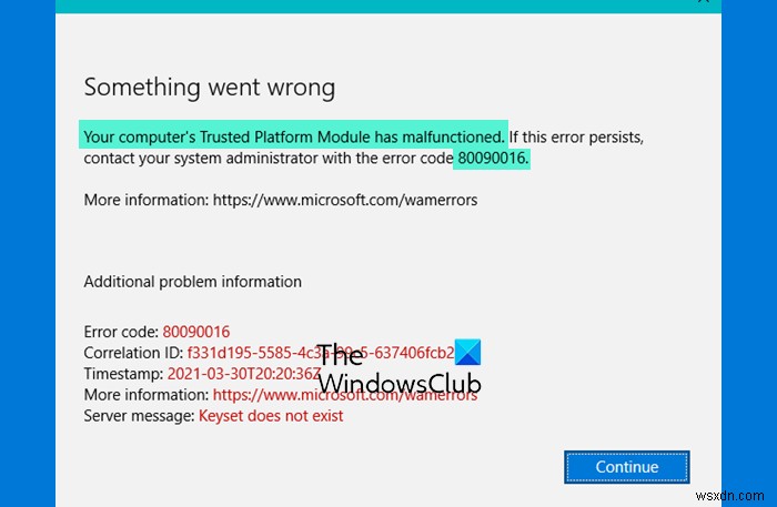 Microsoft 팀 오류 80090016 수정 