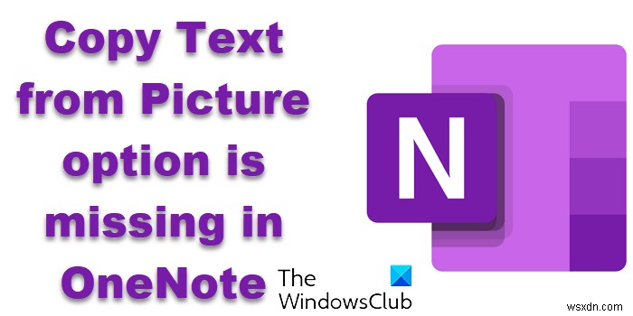 OneNote 그림에서 텍스트 복사 옵션이 없습니다. 