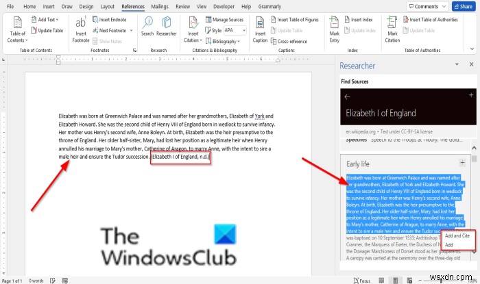 Microsoft Word에서 Researcher를 사용하여 논문 및 에세이를 조사하는 방법 