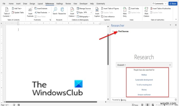 Microsoft Word에서 Researcher를 사용하여 논문 및 에세이를 조사하는 방법 