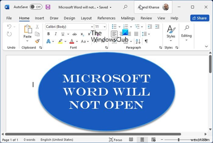 Microsoft Word가 제대로 열리지 않고 실행되지 않는 문제 수정 