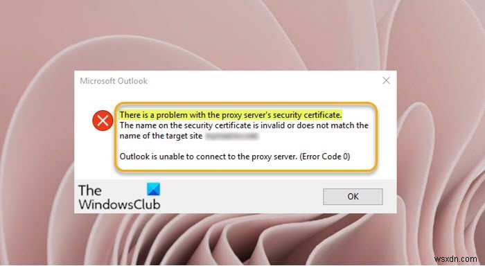 프록시 서버의 보안 인증서에 문제가 있습니다 – Outlook 오류 