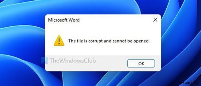 수정 파일이 손상되어 Word, Excel, PowerPoint에서 오류를 열 수 없습니다. 