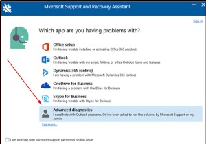 Microsoft 지원 및 복구 도우미의 고급 진단을 사용하여 Outlook 문제 해결 