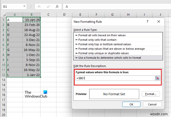 Excel에서 조건부 서식을 사용하여 날짜가 있는 행을 강조 표시하는 방법 