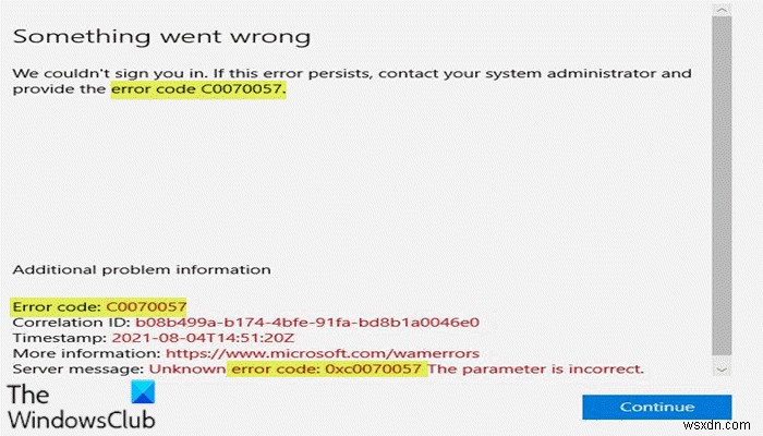 Windows 11/10에서 Office 앱 로그인 오류 0xC0070057 수정 