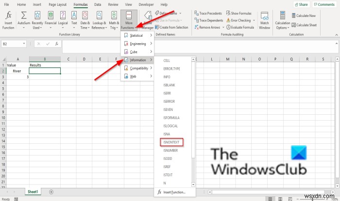 Microsoft Excel에서 ISNONTEXT 함수를 사용하는 방법 