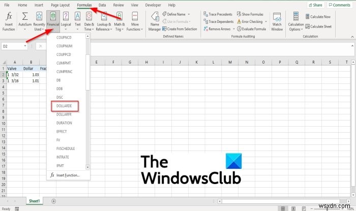 Microsoft Excel에서 DOLLARDE 함수를 사용하는 방법 