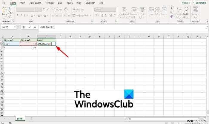 Microsoft Excel에서 IMSUB 기능을 사용하는 방법 