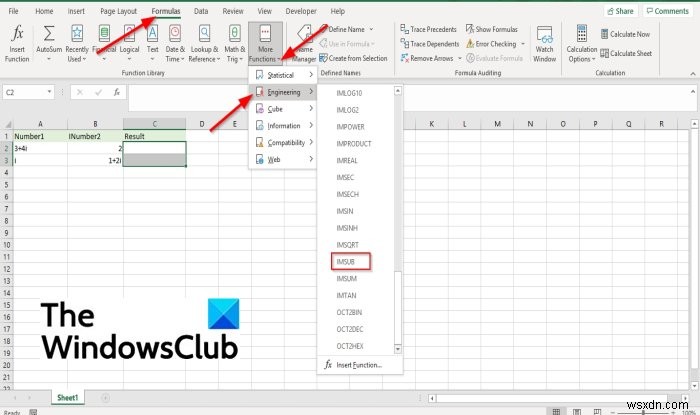 Microsoft Excel에서 IMSUB 기능을 사용하는 방법 