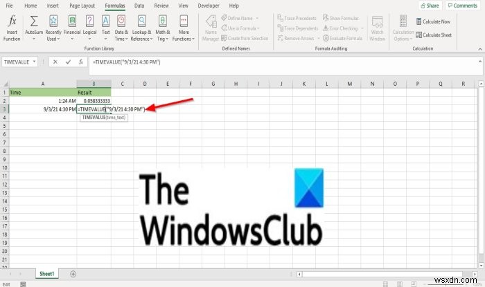 Microsoft Excel에서 TIMEVALUE 함수를 사용하는 방법 