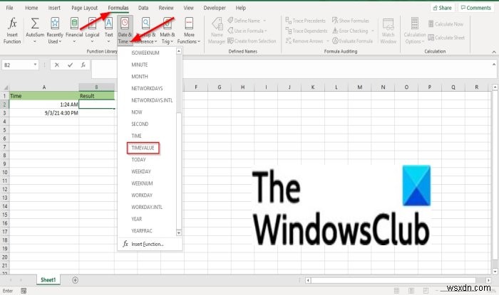 Microsoft Excel에서 TIMEVALUE 함수를 사용하는 방법 