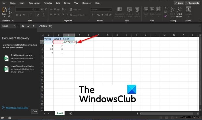 Microsoft Excel에서 DELTA 함수를 사용하는 방법 