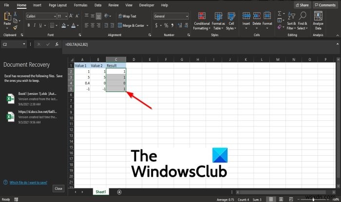 Microsoft Excel에서 DELTA 함수를 사용하는 방법 