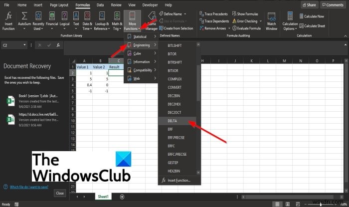 Microsoft Excel에서 DELTA 함수를 사용하는 방법 