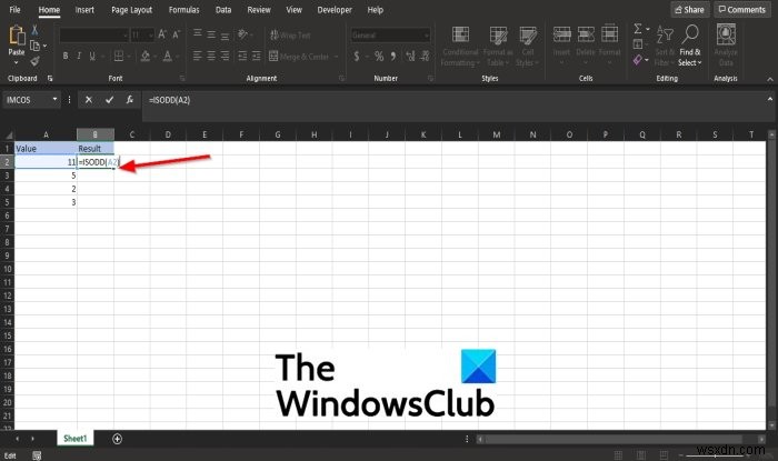 Microsoft Excel에서 ISODD 기능을 사용하는 방법 