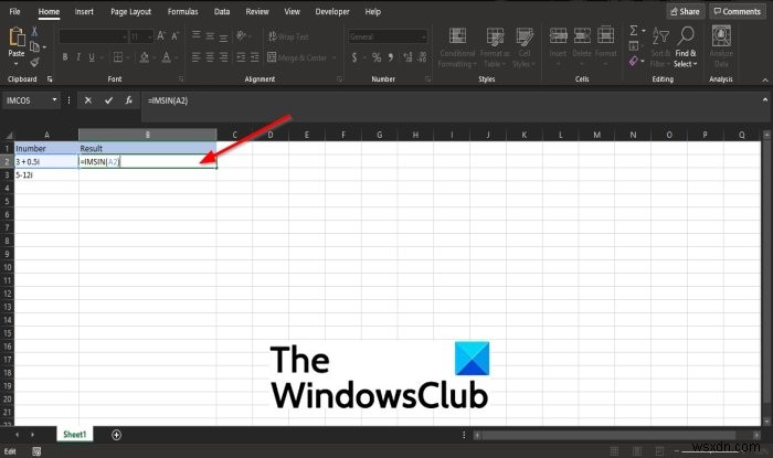 Microsoft Excel에서 IMSIN 기능을 사용하는 방법 