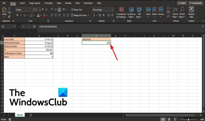 Microsoft Excel에서 DISC 기능을 사용하는 방법 