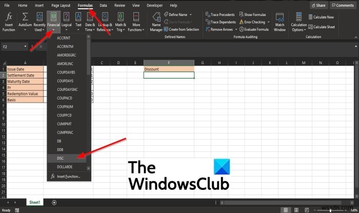 Microsoft Excel에서 DISC 기능을 사용하는 방법 