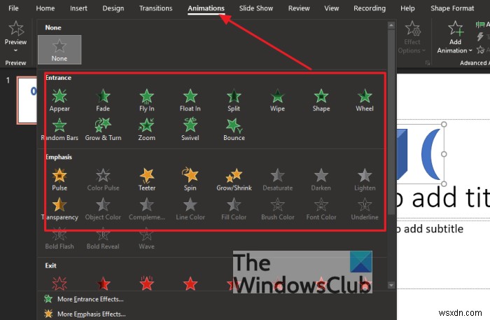 Microsoft PowerPoint에서 개체를 그룹화하고 애니메이션을 적용하는 방법 