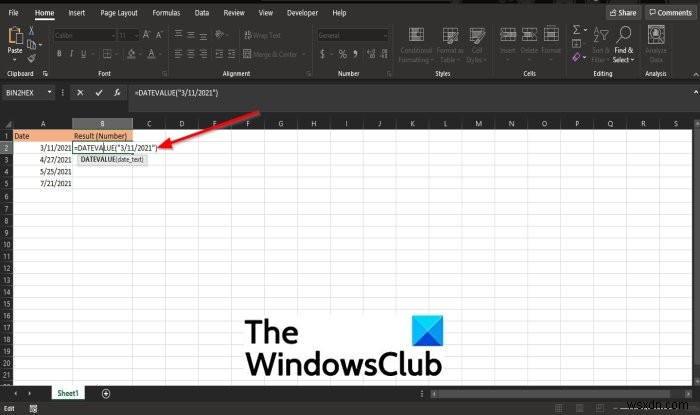 Microsoft Excel에서 DATEVALUE 함수를 사용하는 방법 