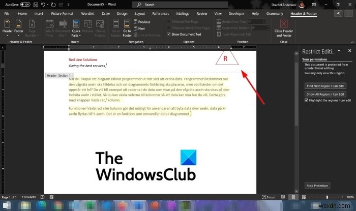 Microsoft Word에서 머리글과 바닥글을 잠그고 보호하는 방법 