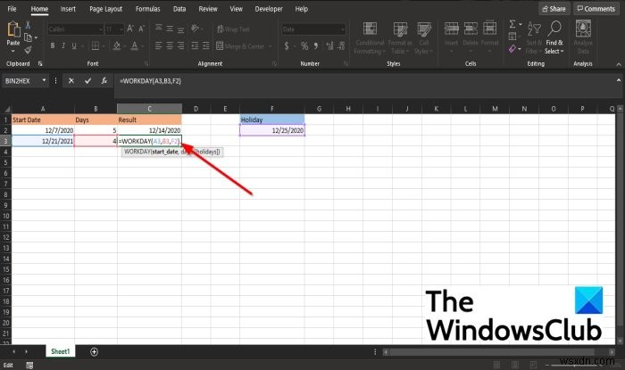 Microsoft Excel에서 WORKDAY 함수를 사용하는 방법 