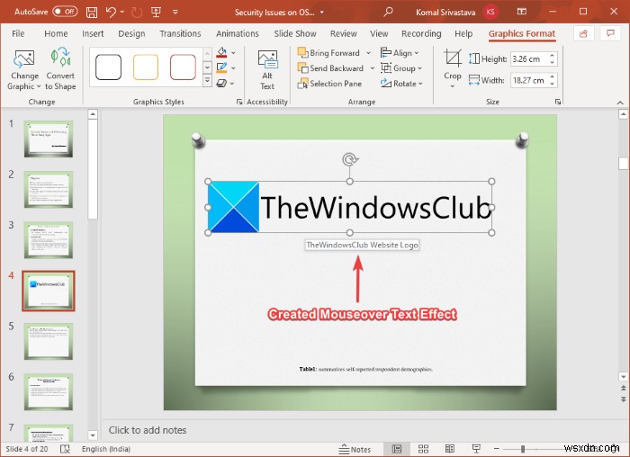 Microsoft PowerPoint에서 마우스 오버 텍스트 효과를 만드는 방법 